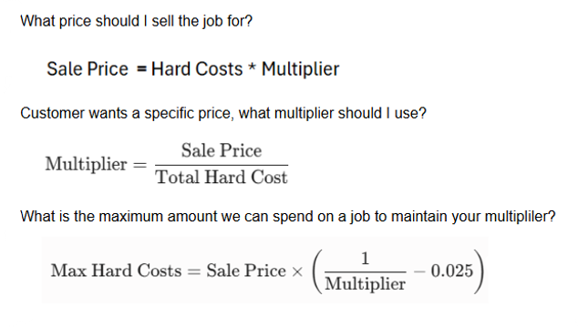 Reference Formulas